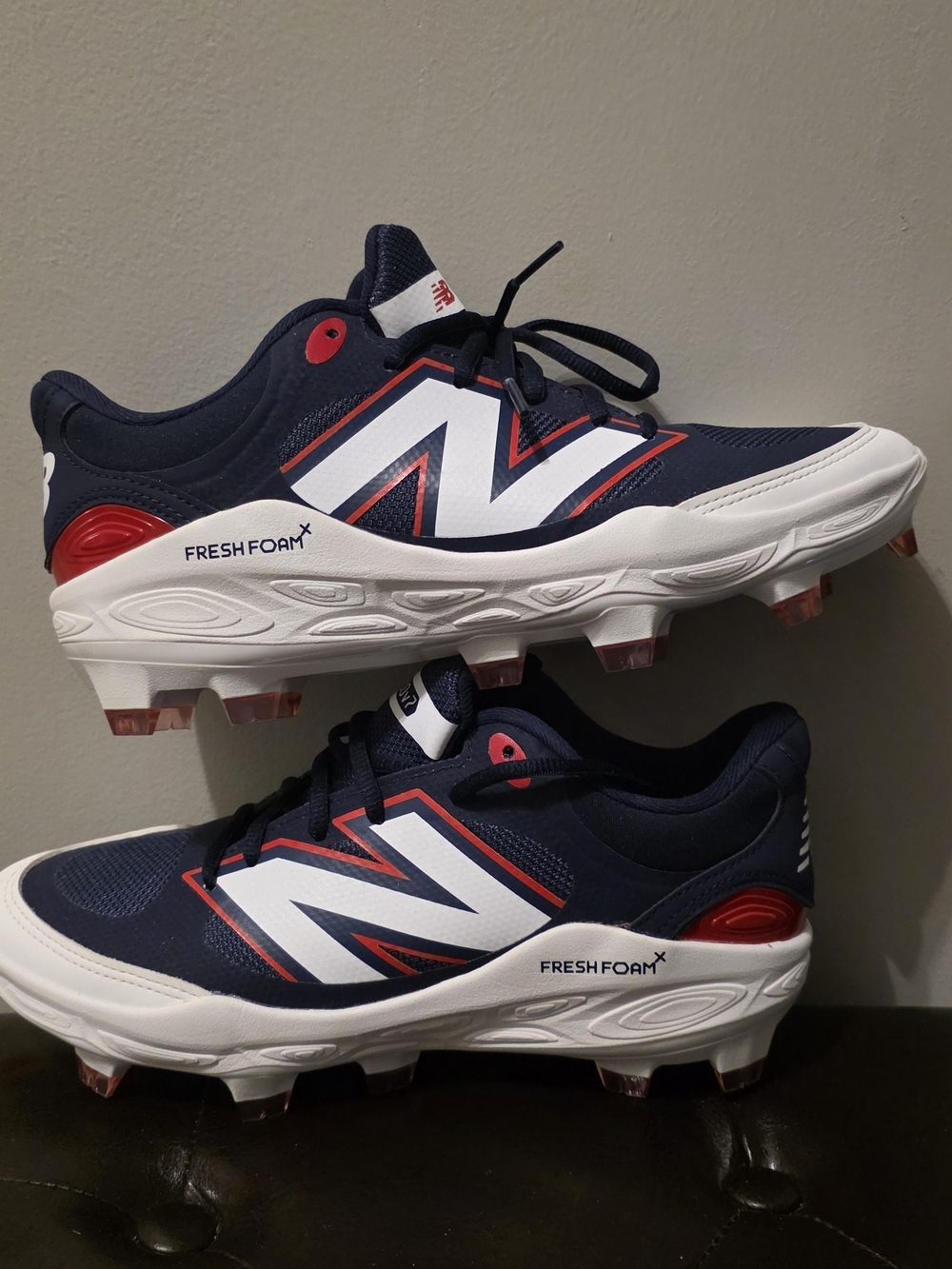 New Balance Navy White Red Fresh Foam Baseball Cleats